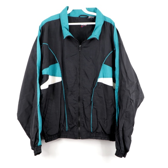 80s Macgregor Full Zip Windbreaker Jacket Black - Picture 1 of 8